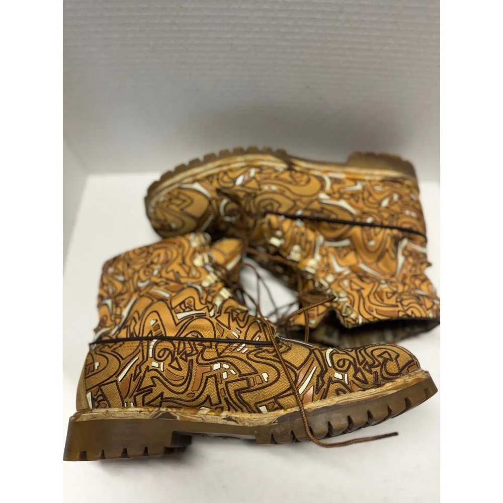Timberland Rare 6 Inch Premium Graffiti Laser Etched Camo Boots Mens 11.5 77578